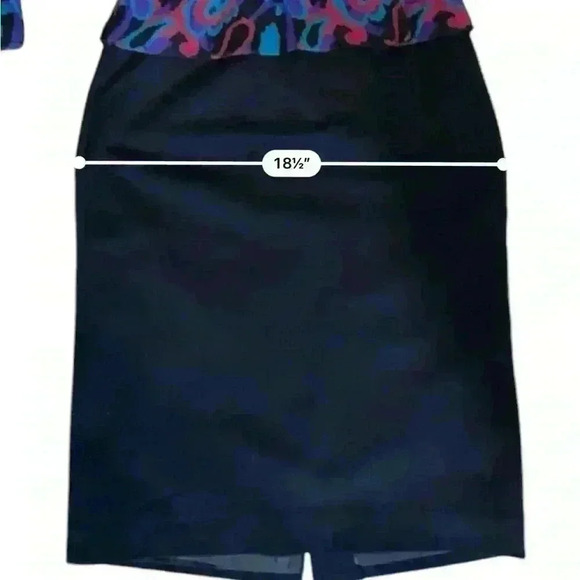 Vtg 60s 70s Ciao Purple Black Knit Wool Peplum Pencil Skirt Dress Sz M Hong Kong - Picture 7 of 9